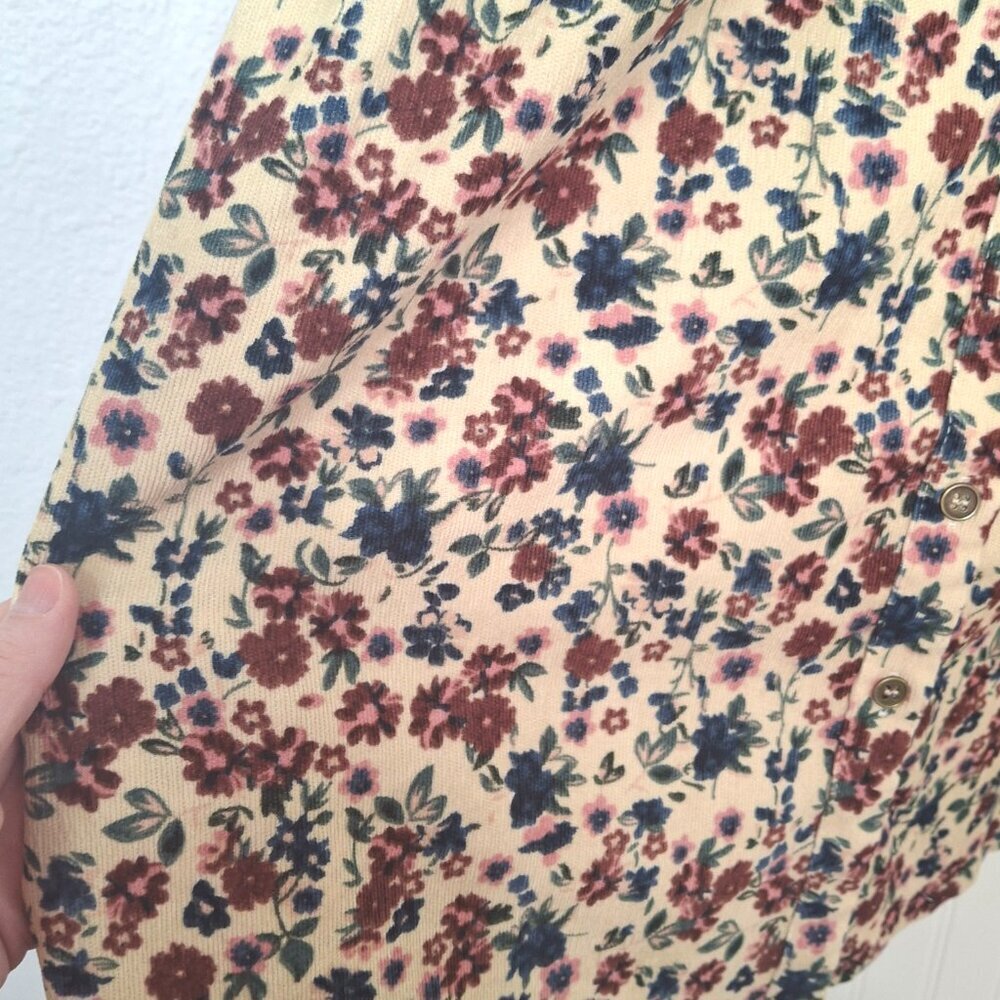 Umgee Floral Corduroy Dress Sz S Button Front Babydoll Western Boho Cowgirl - Picture 6 of 16